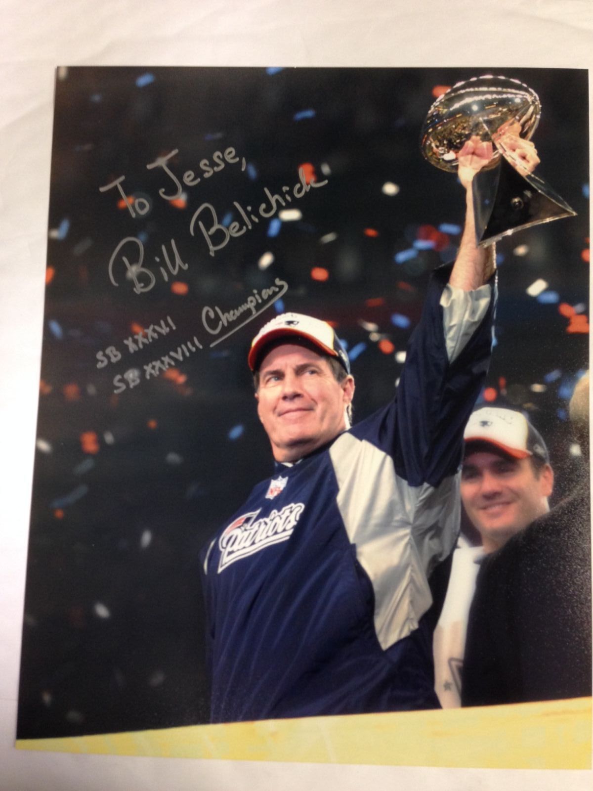 Bill Belichic Signed Picture & 2nd Signature with Patriot's COA Stationary !!