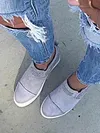 Women Faux Suede Wedge heel Sneakers Slip on Breathable Shoes