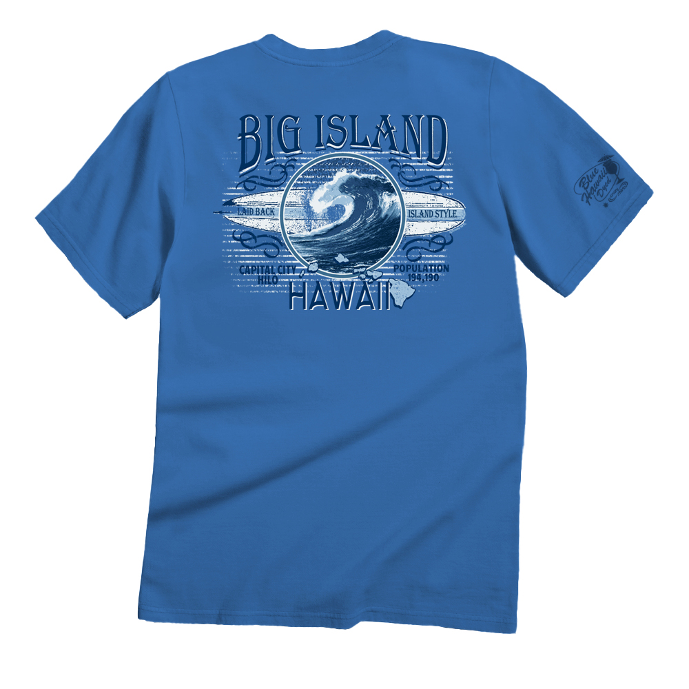  Vibrant Blue T-Shirt with Tropical Graphic for Summer Fun