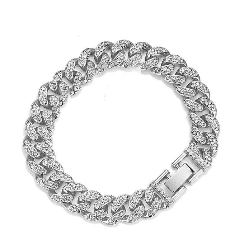 Popular Men's Hip Hop Hipster Diamond-embedded Cuban Chain Personality Street Fashion Couple Clavicle Chain