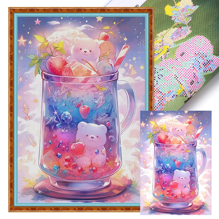 Little White Bear In A Bottle (50*70cm) 11CT Stamped Cross Stitch gbfke