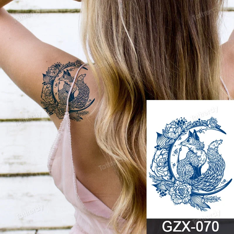 Juice Ink Natural Tattoo Water Transer Long Lasting Blue Semi-permanent Temporary Tattoos Small Hand Sleeve Armband Painting