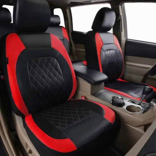 Dronehint PU Leather Car Seat Covers Front Protector Parts Black/Red Fit For Truck SUV Van (For: Audi Sport) Parts