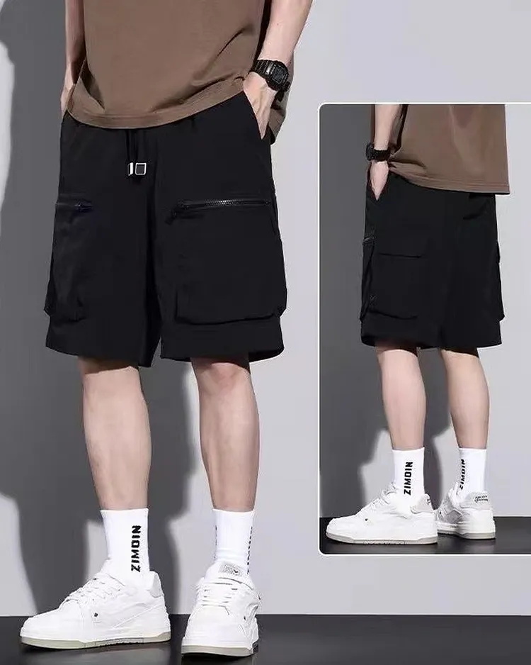 Loose Fit Cargo Shorts with Multiple Pockets and Drawstring Waist for Summer