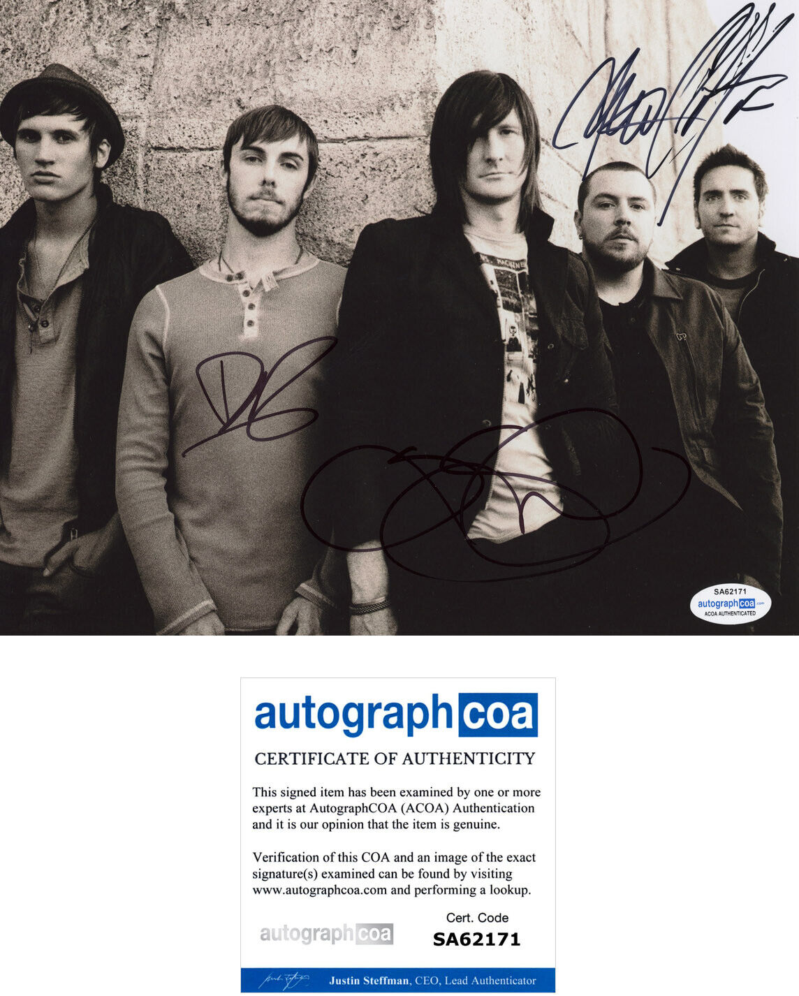 ANBERLIN +4 BAND signed Autographed 8X10 Photo Poster painting - Stephen Christian ACOA COA