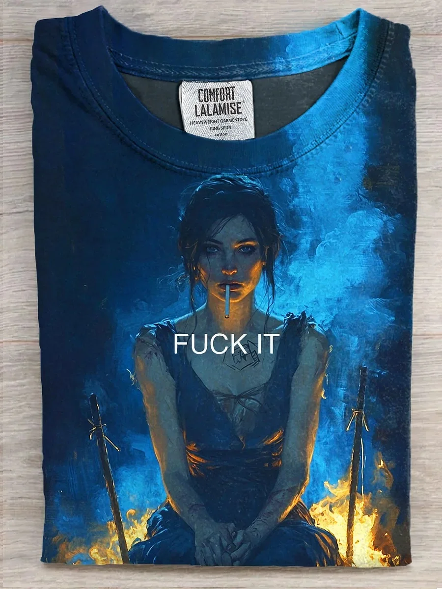 Eagerlys  Fuck It Fire Art Print T-shirt Eagerlys