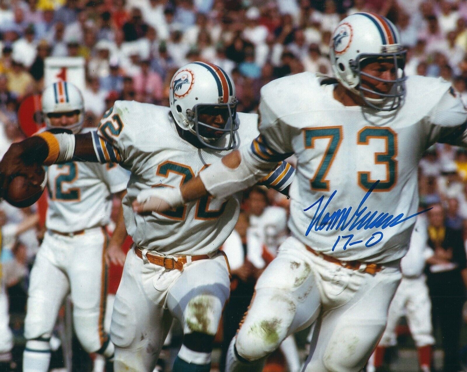 Signed 8x10 NORM EVANS Miami Dolphins Autographed Photo Poster painting w/COA