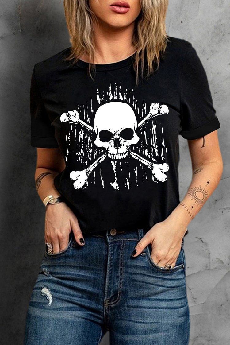 Skull Casual T-Shirts Black