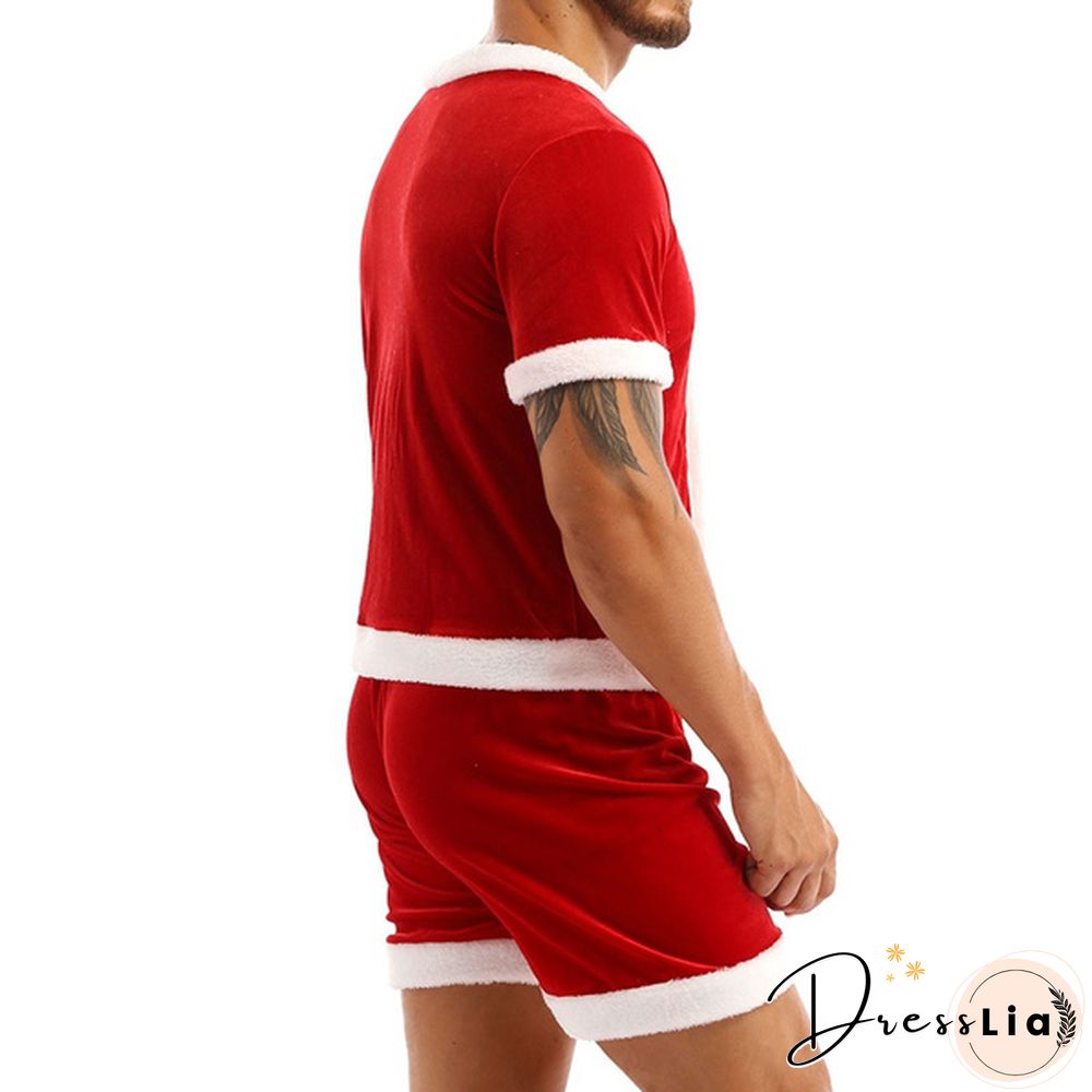 Christmas Party Costume Fancy Dress Outfit Men Button Down Top and Shorts