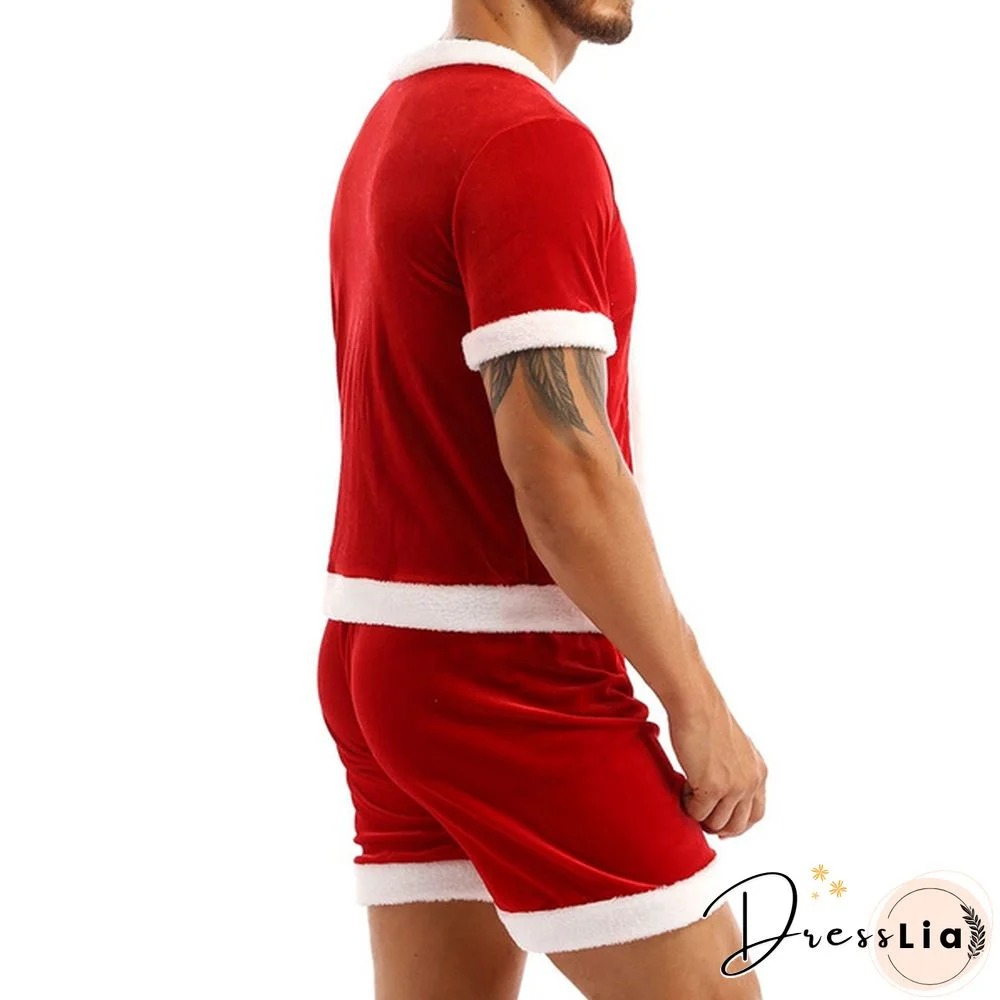 Christmas Party Costume Fancy Dress Outfit Men Button Down Top and Shorts