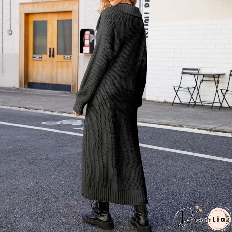 Casual Solid Colour Long Cardigan