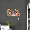 Wooden Special Shaped Three Dogs Family Diamond Art Craft Wall Hooks Home Decor