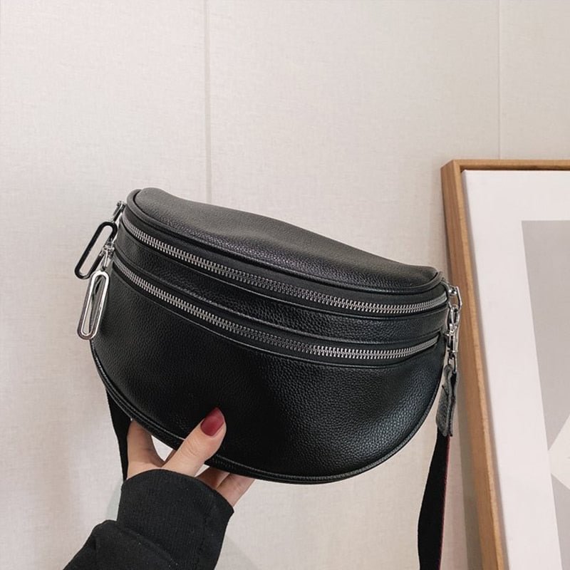 Luxury Brand Waist Bag Women Pu Leather Fanny Pack Sports Shoulder Crossbody Chest Bag Female Wide Strap Handbag bolsas feminina
