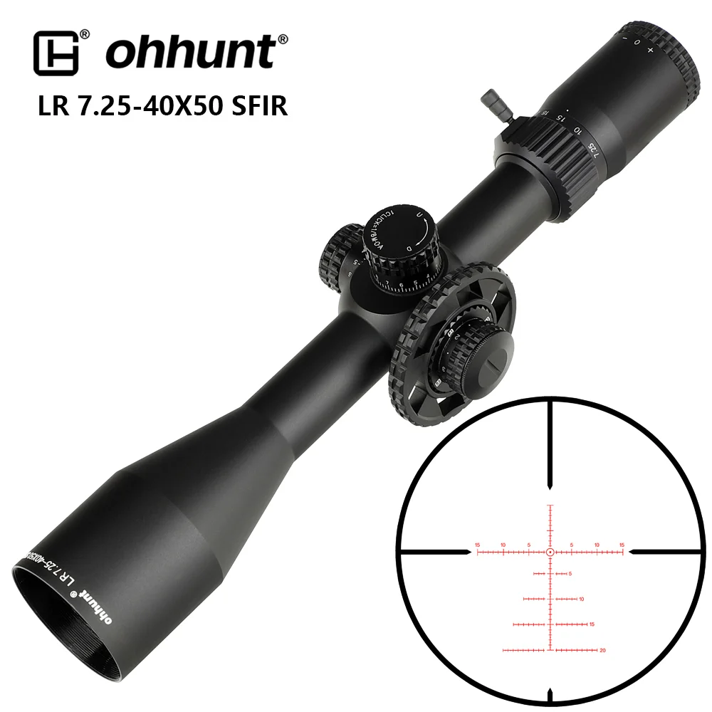 ohhunt® LR 7.25-40X50 SFIR Scope,Side Parallax,Glass Etched Reticle,Red Illumination,Turrets Lock Reset,Sunshade