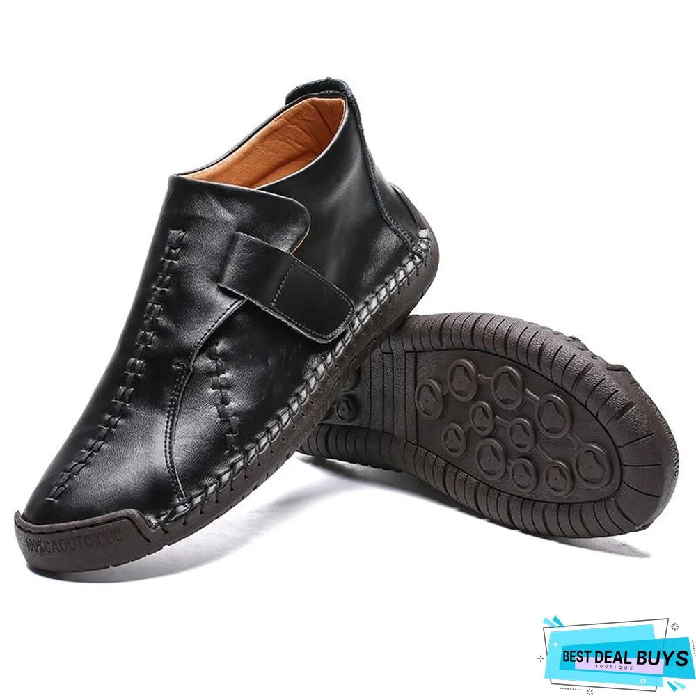 Men Snow Boots Leather Plush Man Ankle Boots Warm Fur Men's Boots Autumn Men Shoes