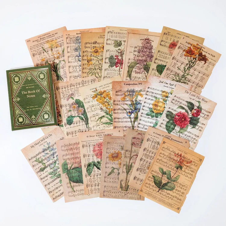JOURNALSAY 60 Pcs Vintage Art Material Paper Memo Pad DIY Journal Background Basic Decoration