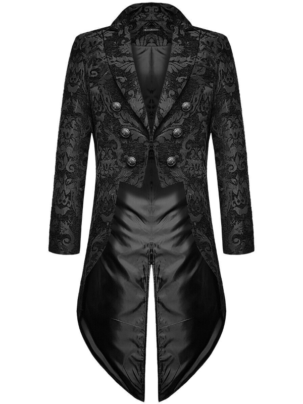 Gothic Punk Death Brocade Tail Coat