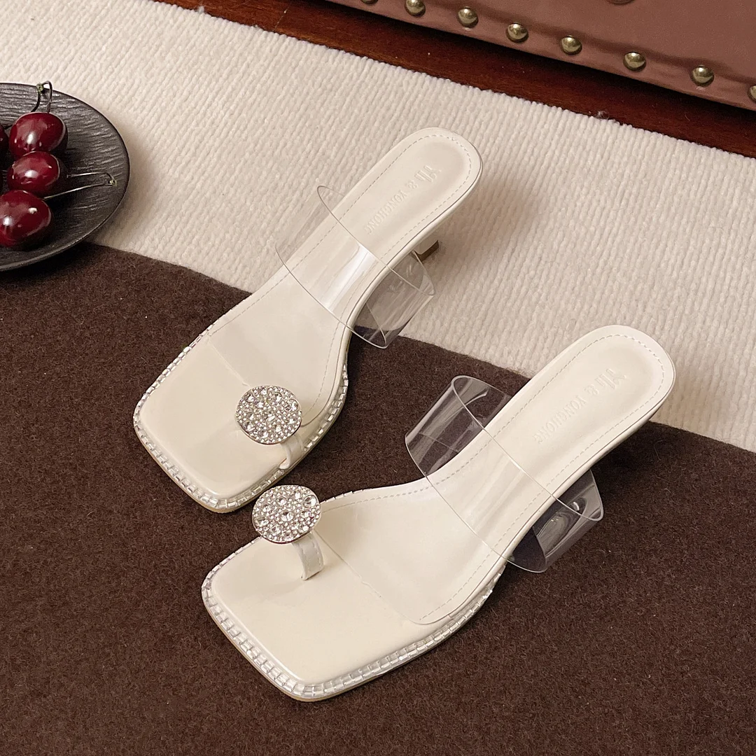 Yyvonne Elegant With Transparent Crystal Sandals Women's Summer Wear 2025 New Set Of High-Heeled Sandals