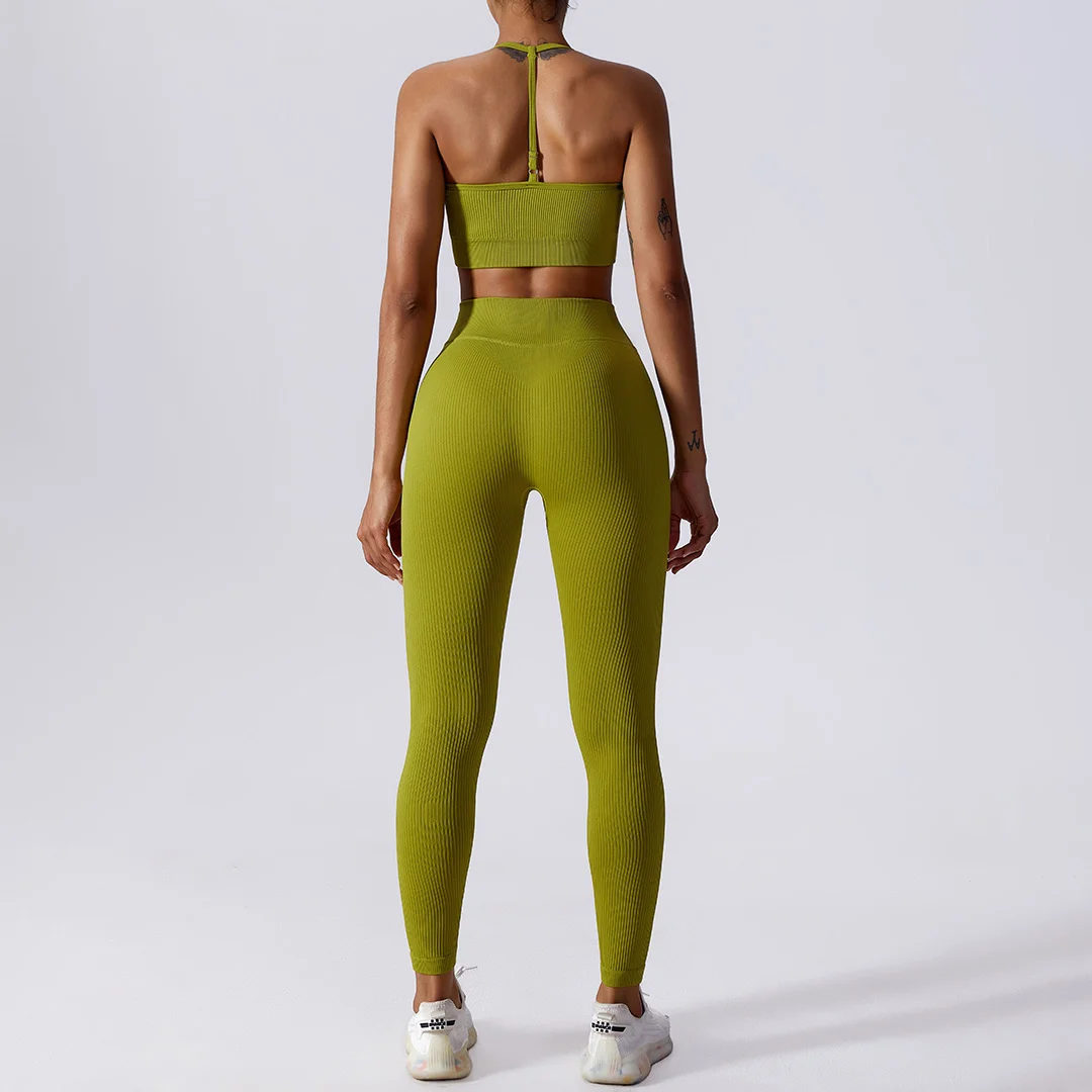 Triangle strap sports bra + leggings 2-piece set
