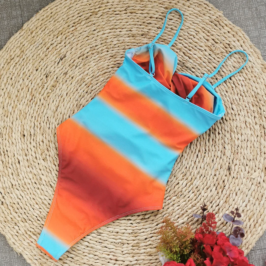 Uveng Chest-Meared Hollowed-In Swimsuit Lady 2025 New Gradient Tie Dye Swimsuit Outlet