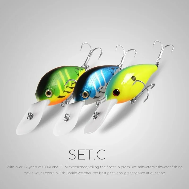 Xaperni 3pec per set 65mm 16g Crankbait Wobbler Trout Fishing Lure Freshwater Minnow Crank Artificial Hard Bait Fishing Tackle