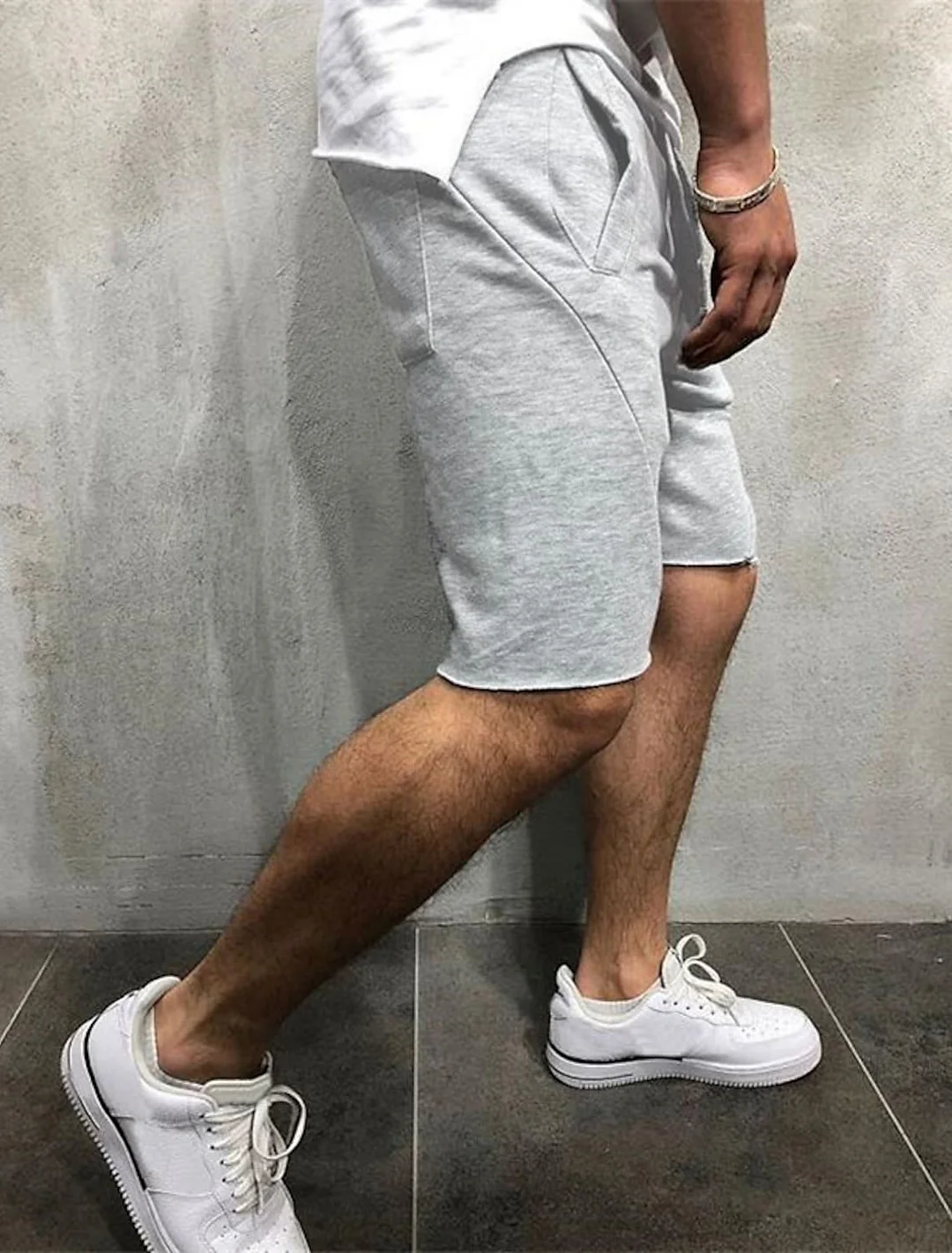 Loose Plain Elastic Waist Shorts