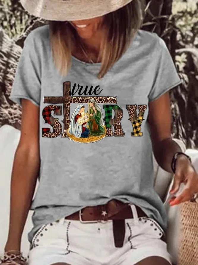 Easter Women's Story Letter Leopard Print Top