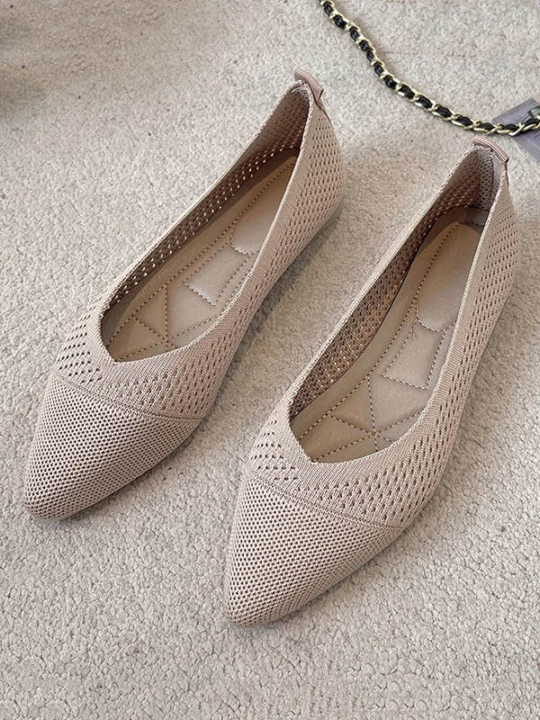 Breathable Hollow Solid Color Flat Shoes