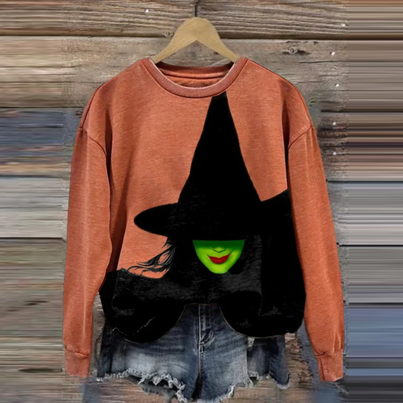 Halloween Witch Printed Casual Sweatshirt