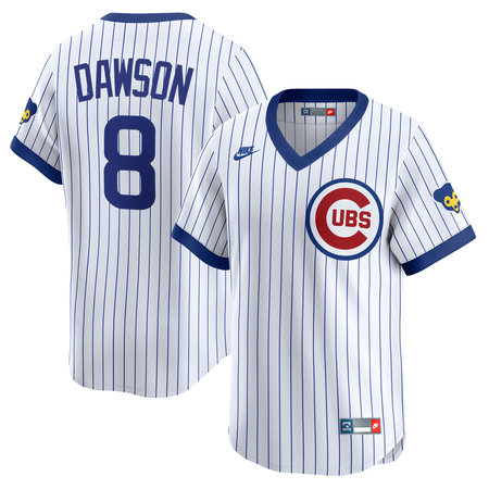 Youth Chicago Cubs #8 Andre Dawson Nike White Throwback Cooperstown Collection Limited Jersey