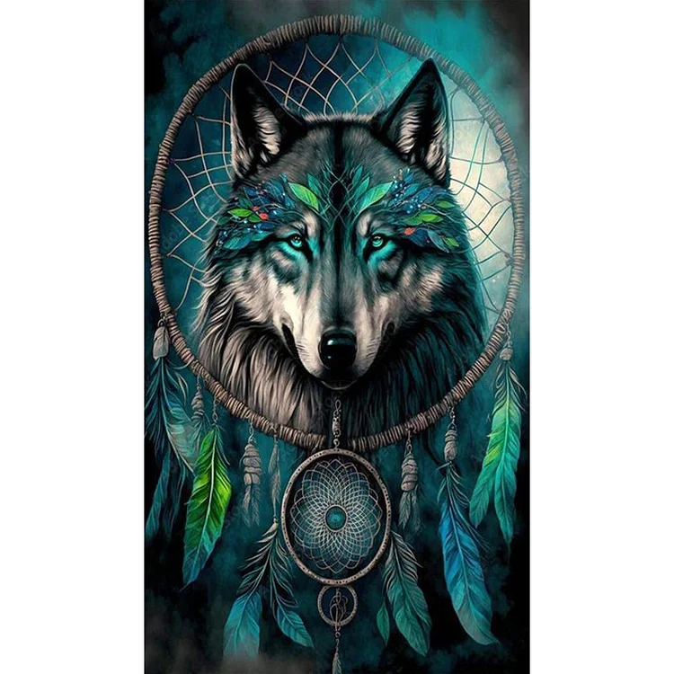 Dreamcatcher Wolf 40*70CM (Canvas) Full Round Drill Diamond Painting gbfke