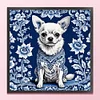 Blue And White Porcelain-Chihuahua-11CT Stamped Cross Stitch 40*40cm/15.75*15.75in