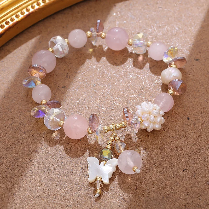 Flower BUtterfly Pearl crystal Bracelet
