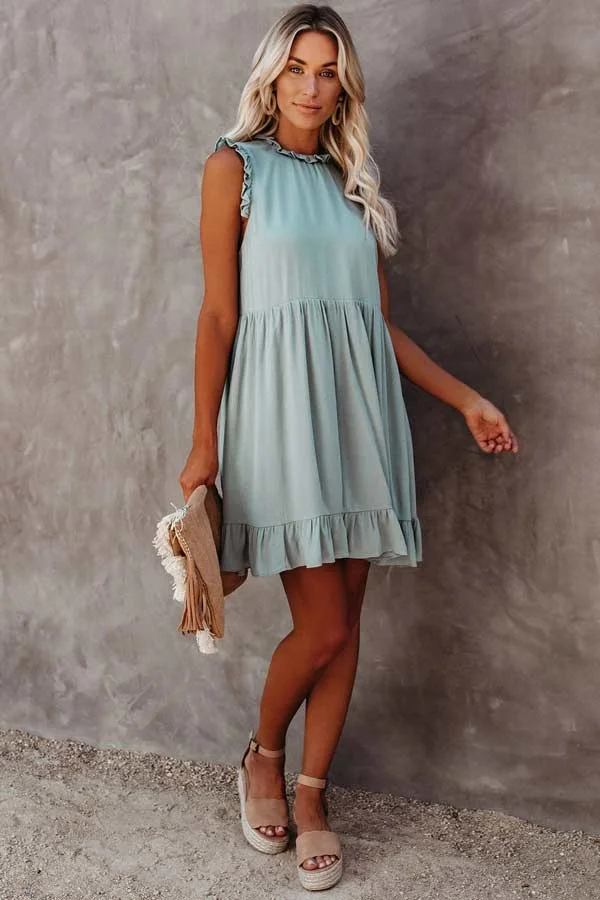 Lovely Sleeveless Ruffled Mini Dress