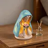 LED Mary Prayer Statue Night Light Warm Light Religious Mother Decor Lights Multi-Purpose Soft Glow Resin Statue Table Lamp for Spiritual Peace Comfort