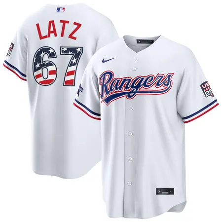 Men's Texas Rangers #67 Jacob Latz Nike White 2026 All-Star Edition Stars & Stripes Stadium Jersey