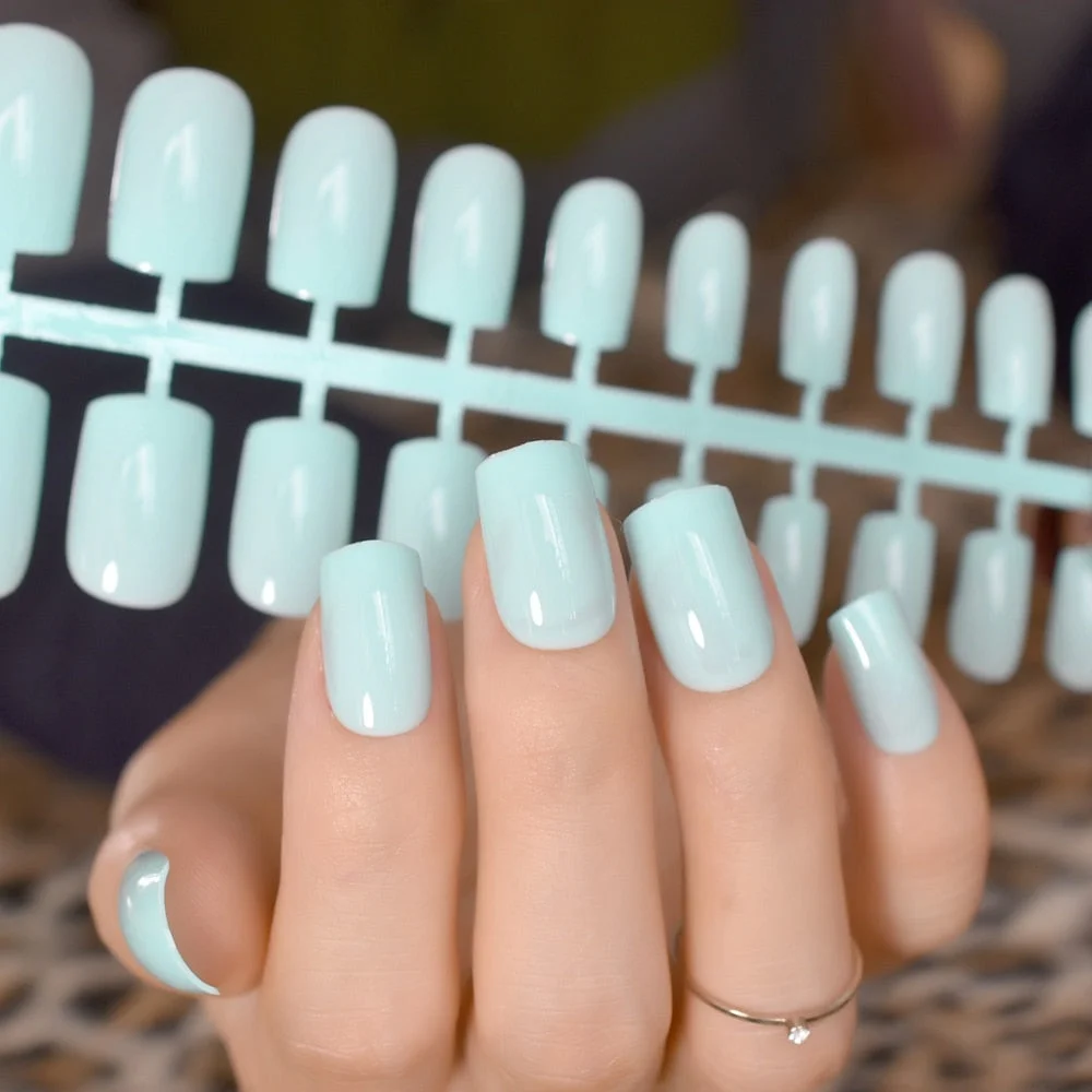 gel Square Faux ongles Dark Chocolate Brown Medium-long False Nails Cool DIY Manicure Tips 24pcs/kit-Nail Inspo