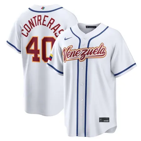 Youth Venezuela Baseball #40 Willson Contreras White 2026 World Baseball Classic Home Stadium Jersey