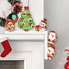 (US Local)Christmas Tree Snowman Reindeer Diamond Painting Door Corner Sign for Home Decor