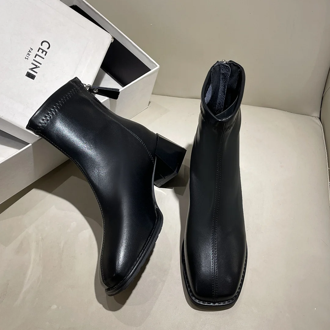 Yyvonne Boots Women's High-End Boots Spring And Autumn New Martin Boots Coarse And Korean Version Of Thin Boots After Zipper Single Boots