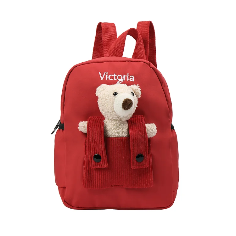 Personalized Bear Style School Bag Customized Name Canvas Kids Backpack Back to School Gift