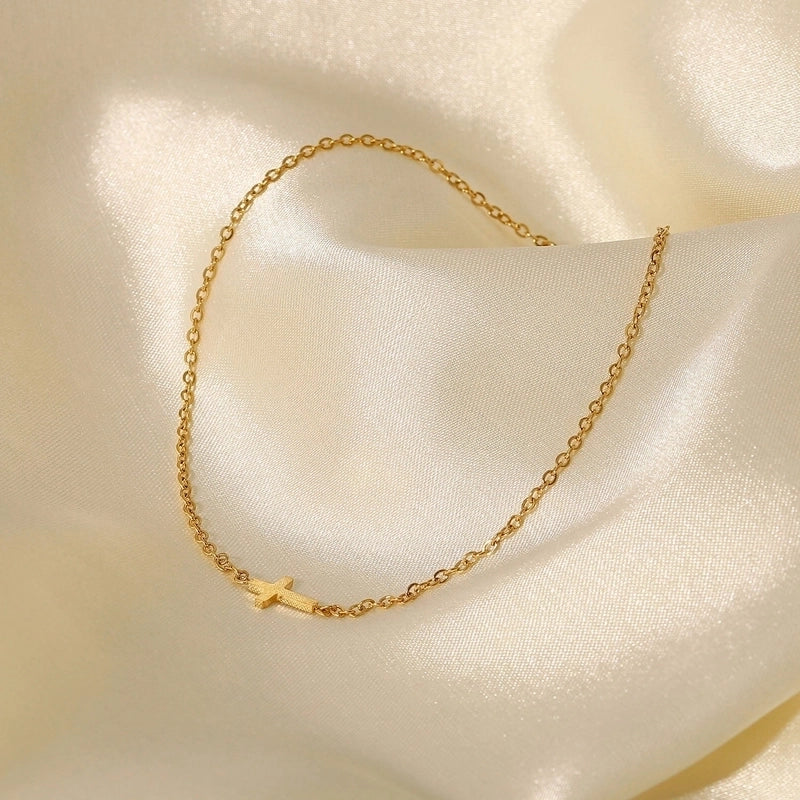 Retro Style 18k Gold Plated Cross Stainless Steel Bracelet