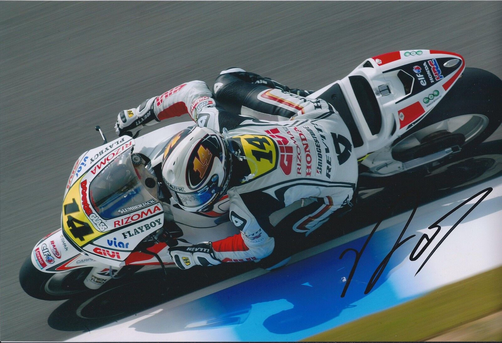 Randy De Puniet Autograph MotoGP HONDA Racing Team SIGNED 12x8 Photo Poster painting AFTAL COA