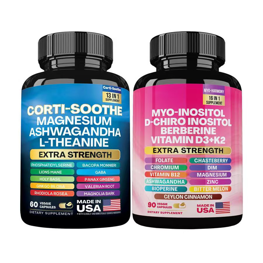Cortisol Support with Ashwagandha. L-Theanine. Magnesium. Lions Mane. Holy Basil & Collagen Type I. II. III. V. X with Biotin. Hyaluronic Acid. Keratin. and Folate -XDX