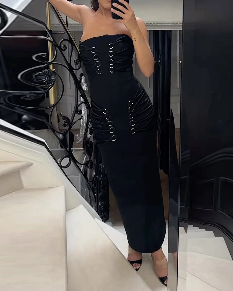 Sleeveless solid color tie two piece suit