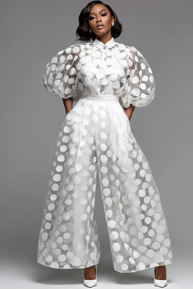 Xpluswear Design Plus Size Formal White Shirt Collar Puff Sleeve Short Sleeve Pocket Two Piece Pant Sets [Pre-Order] 2024 - Xpluswear