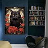 (Big Size)Black Cat And Rose - 11CT Stamped Cross Stitch - 40*60cm