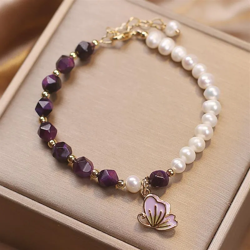 Summer Butterflies Freshwater Pearl Agate Bracelet