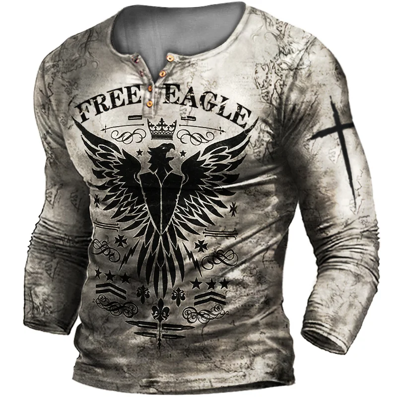 Men's "Free Eagle" Retro Print Tactical Top / [viawink] /