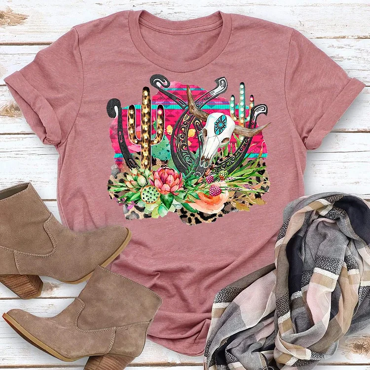 Flowers cow Cactus Village LifeT-shirt Tee -05787